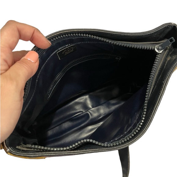 GUCCI Sherry Line Shoulder Bag Navy PVC Leather Purse - Picture 6 of 10